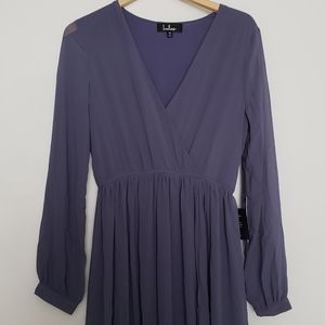 Lulu's grey violet floor-length long-sleeved dress
